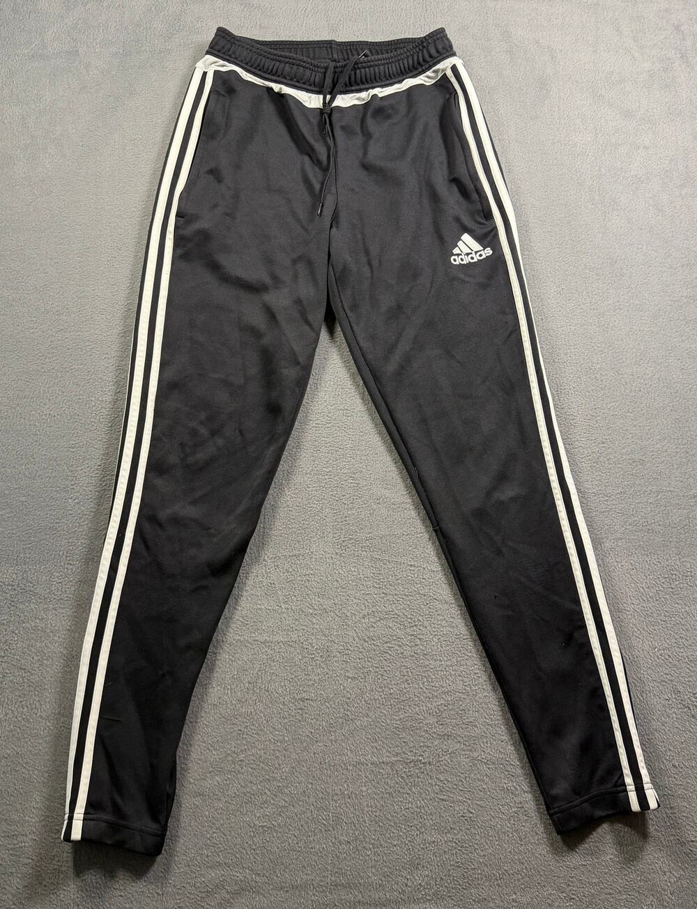 Adidas Mens Small Black Tiro 19 Tapered Soccer Track Pants White 3-Stripe